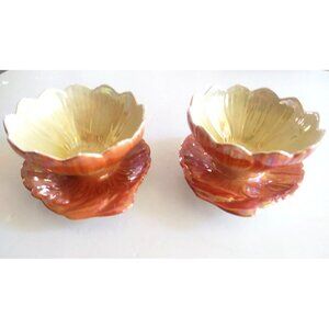 VINTAGE Royal Winton Grimwades Lustre Glaze Lotus Orange Desert Bowls Set of 2